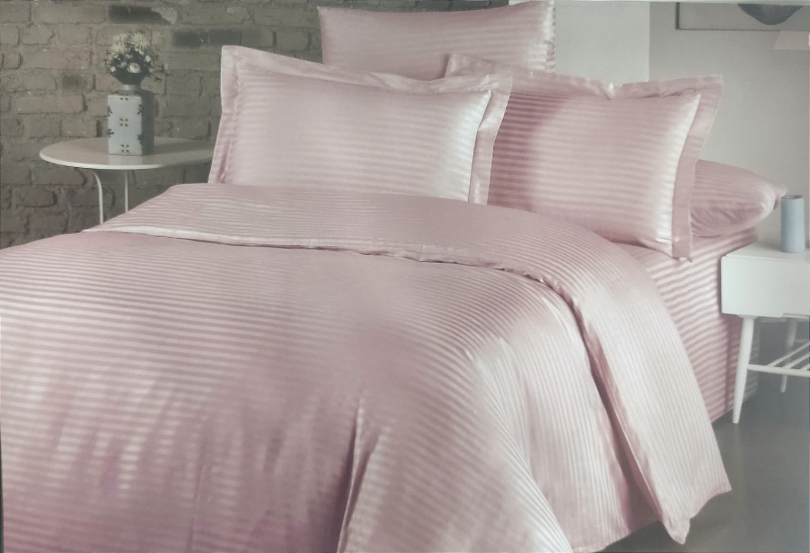 Cotton Shine Saten Çift Kişilik Pudra Nevresim Takımı