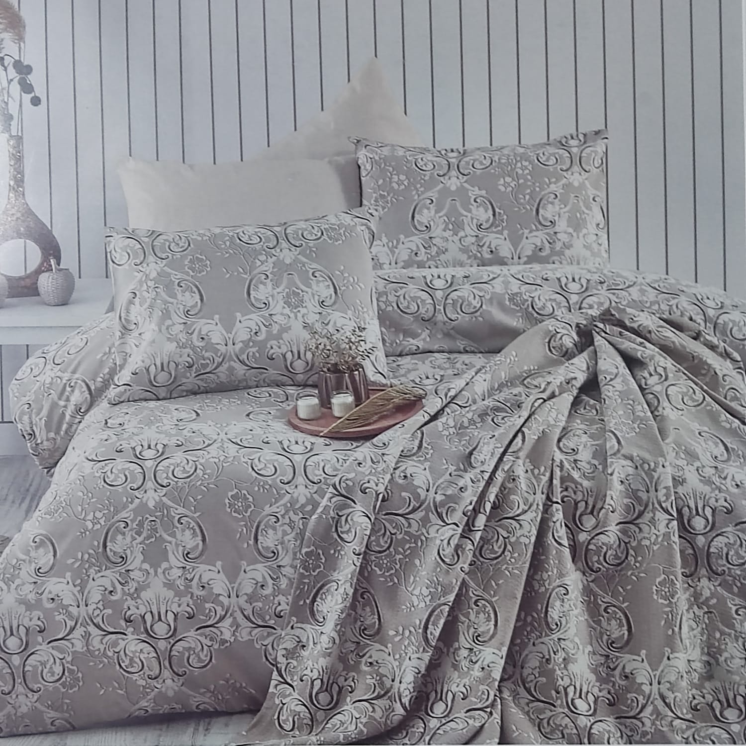 Cotton Life Ranforce Marbell Kahve Tek Kişilik Pike Takımları