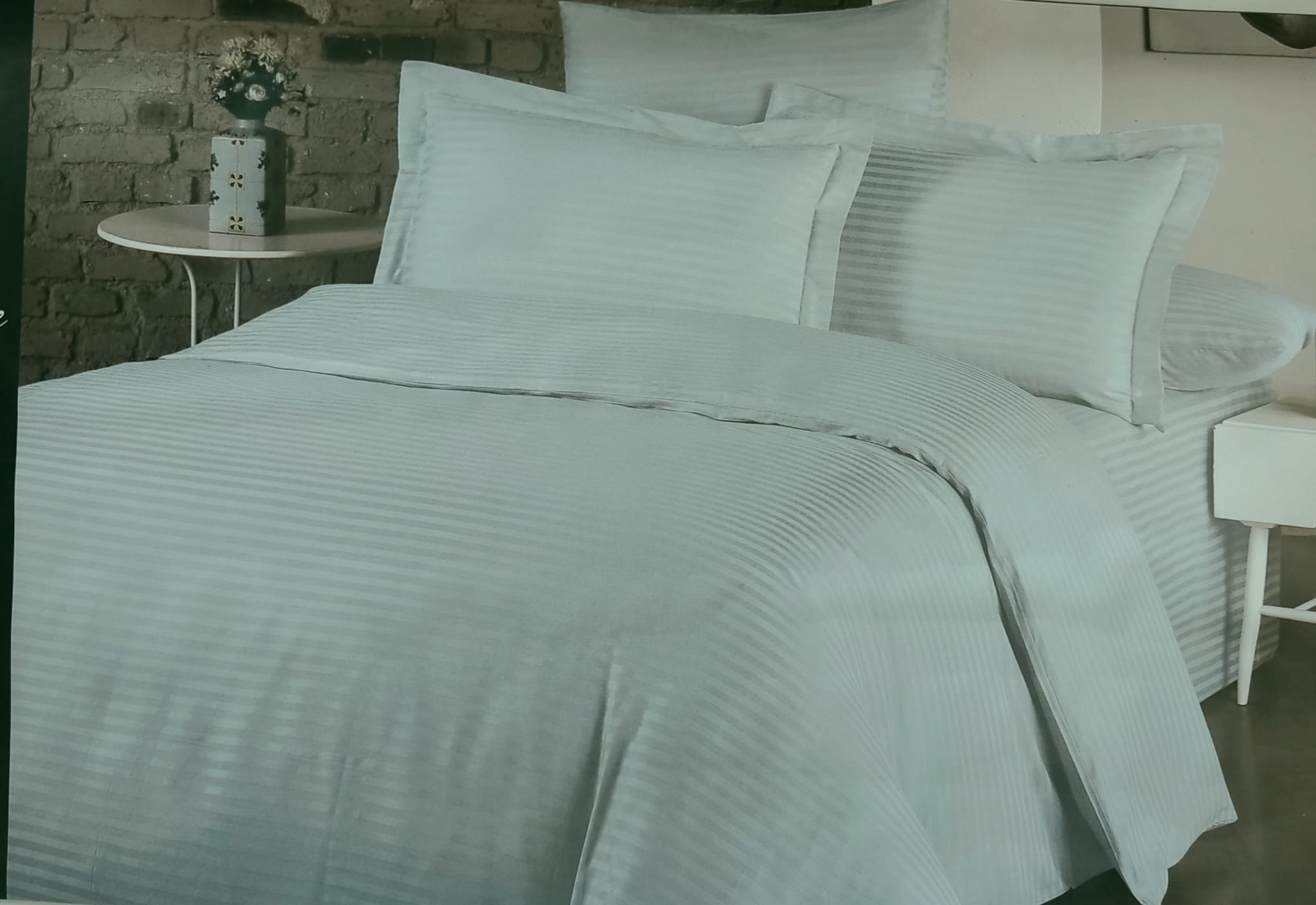 Cotton Shine Saten Çift Kişilik Bebek Mavisi Nevresim Takımı