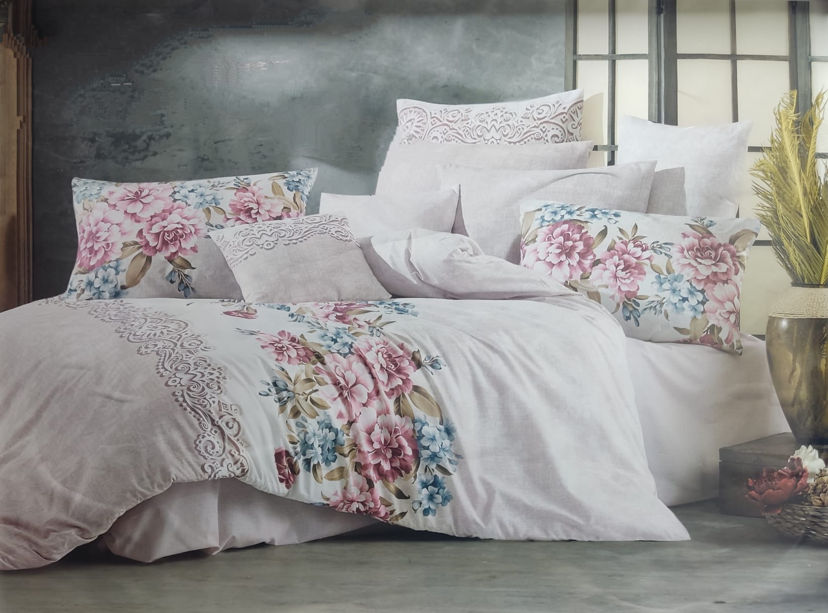 Eva Grande Pudra Çift Kişilik Nevresim Takımı