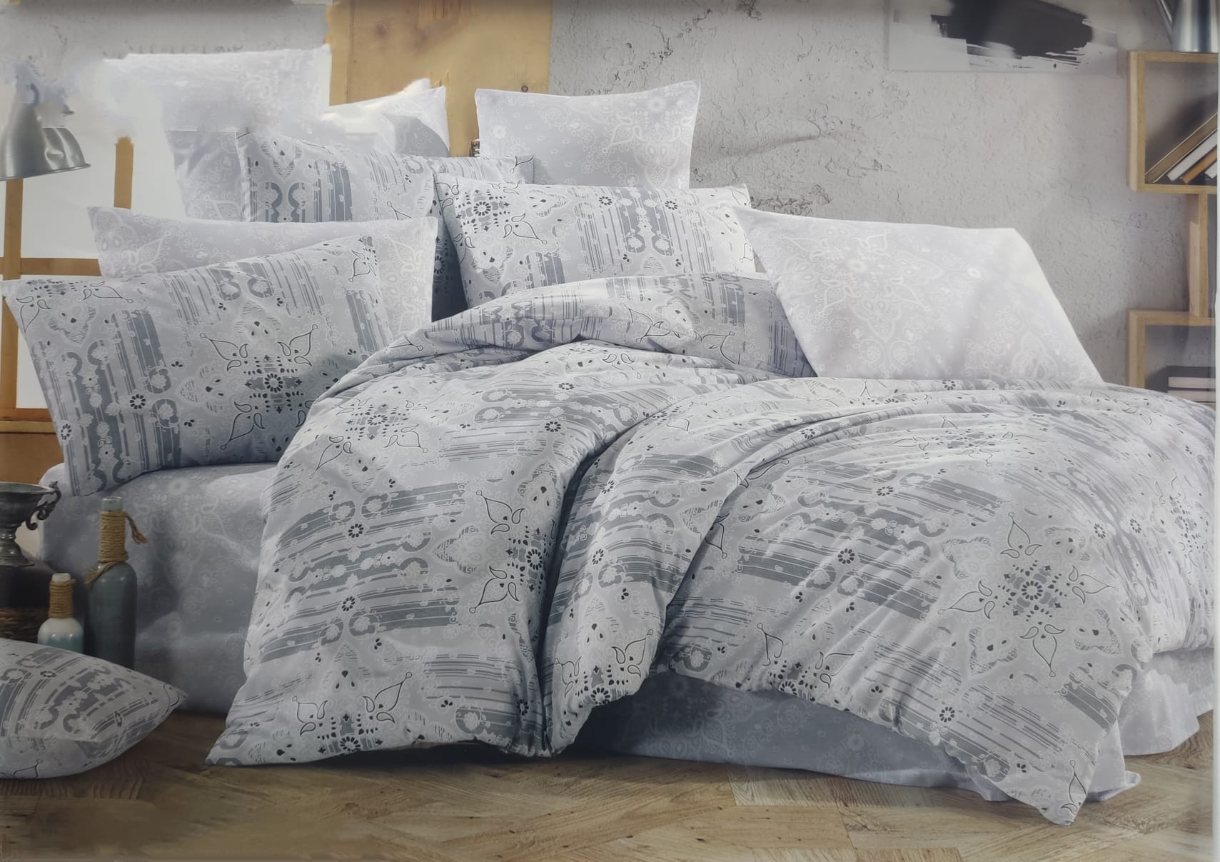 Eva Albi Gri Çift Kişilik Nevresim Takımı