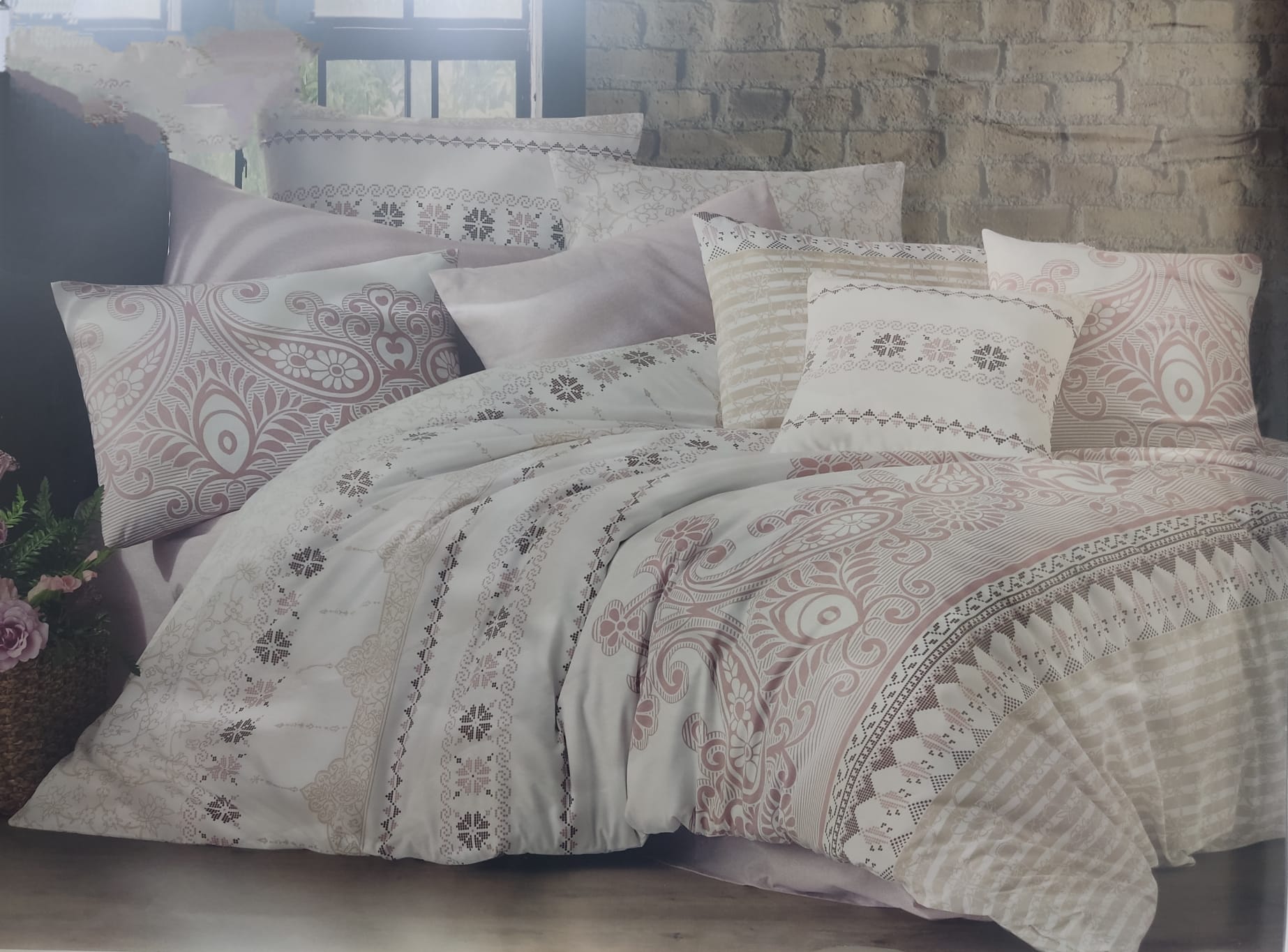 Eva Hermes Pudra Çift Kişilik Nevresim Takımı