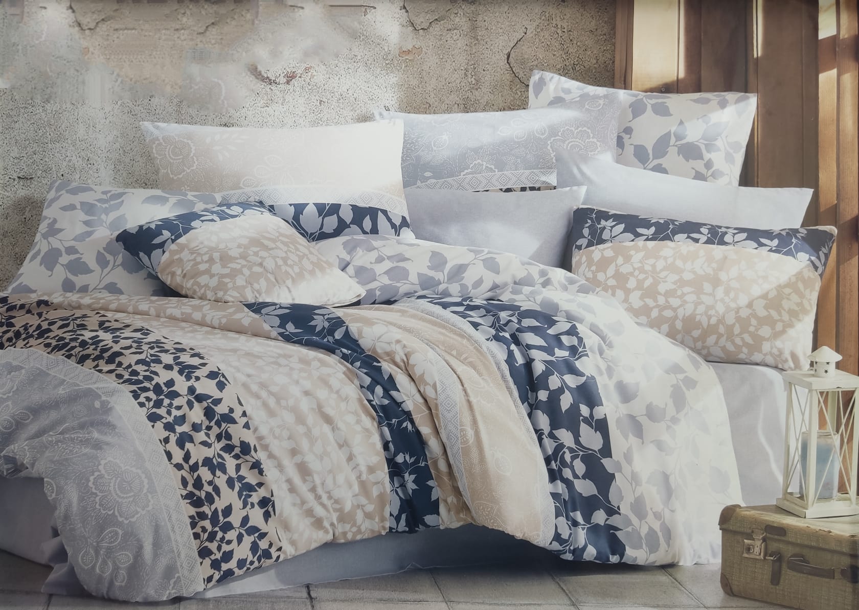 Eva Romans Mavi Çift Kişilik Nevresim Takımı