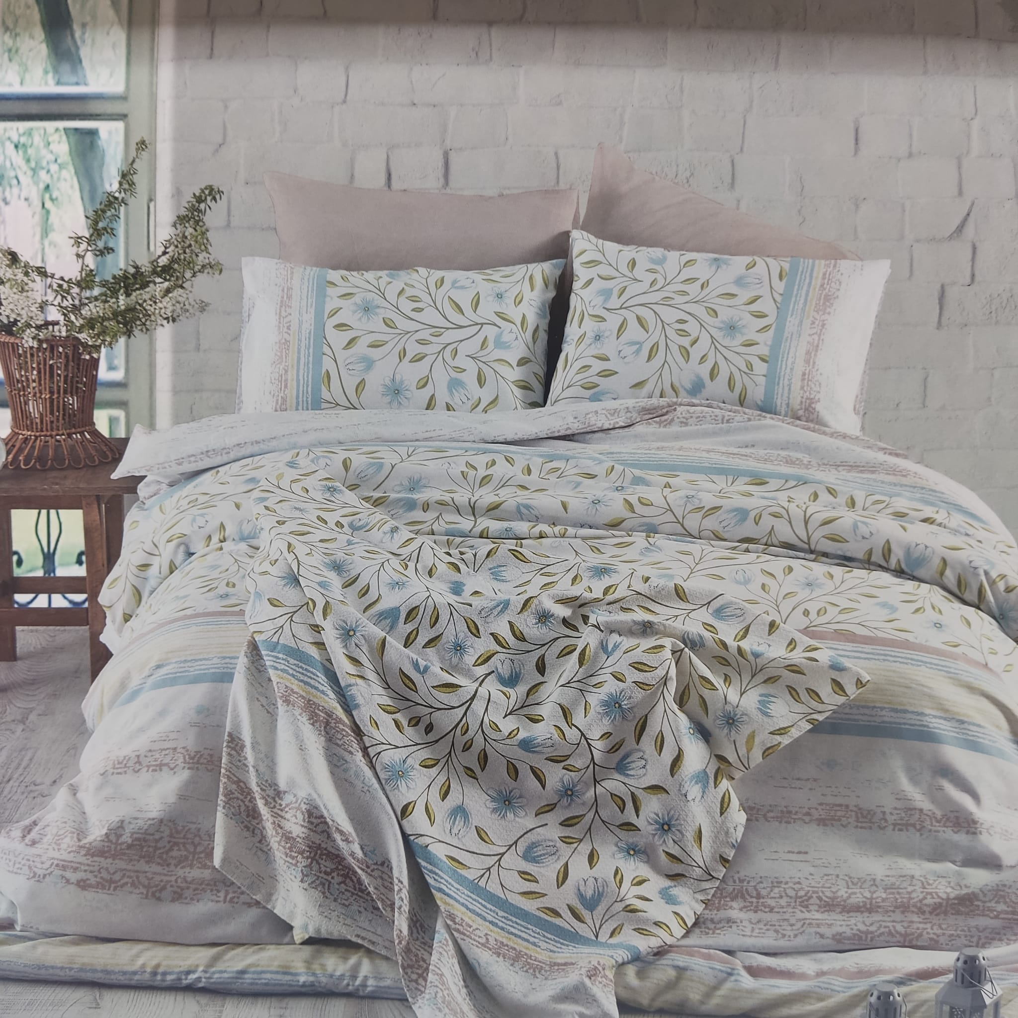 Cotton Life Ranforce Fiesta Mavi Tek Kişilik Pike Takımı